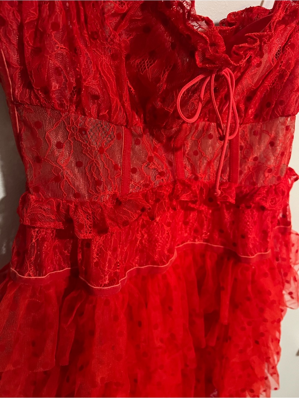 For Love & Lemons Red Ruffled Mini Dress - Picture 5 of 8